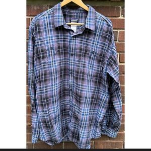 Patagonia organic cotton mens plaid dress shirt sz. XL